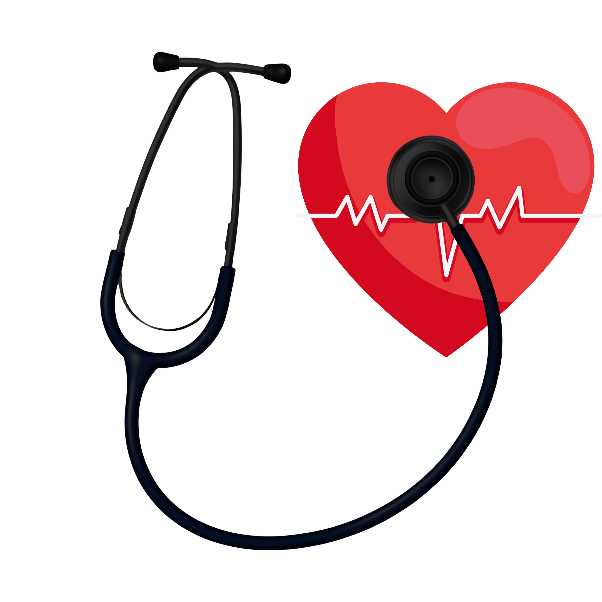 Graphic of Stereoscope and red heart with EKG